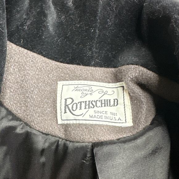 Vintage Rothschild Wool-Feel Trench Coat with Velvet Details Made in the USA - Picture 3 of 10